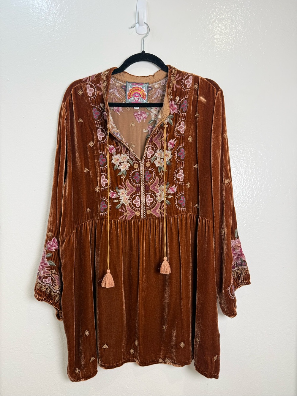 Johnny Was Joanna Velvet V Neck Mandarin Tunic Top XXL - Picture 5 of 5